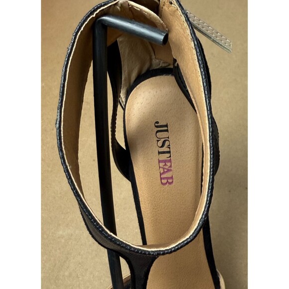 JustFab Lila Pointed Toe Stiletto Heels 8 New Ankle Strap Beige Black Going Out - Picture 7 of 9